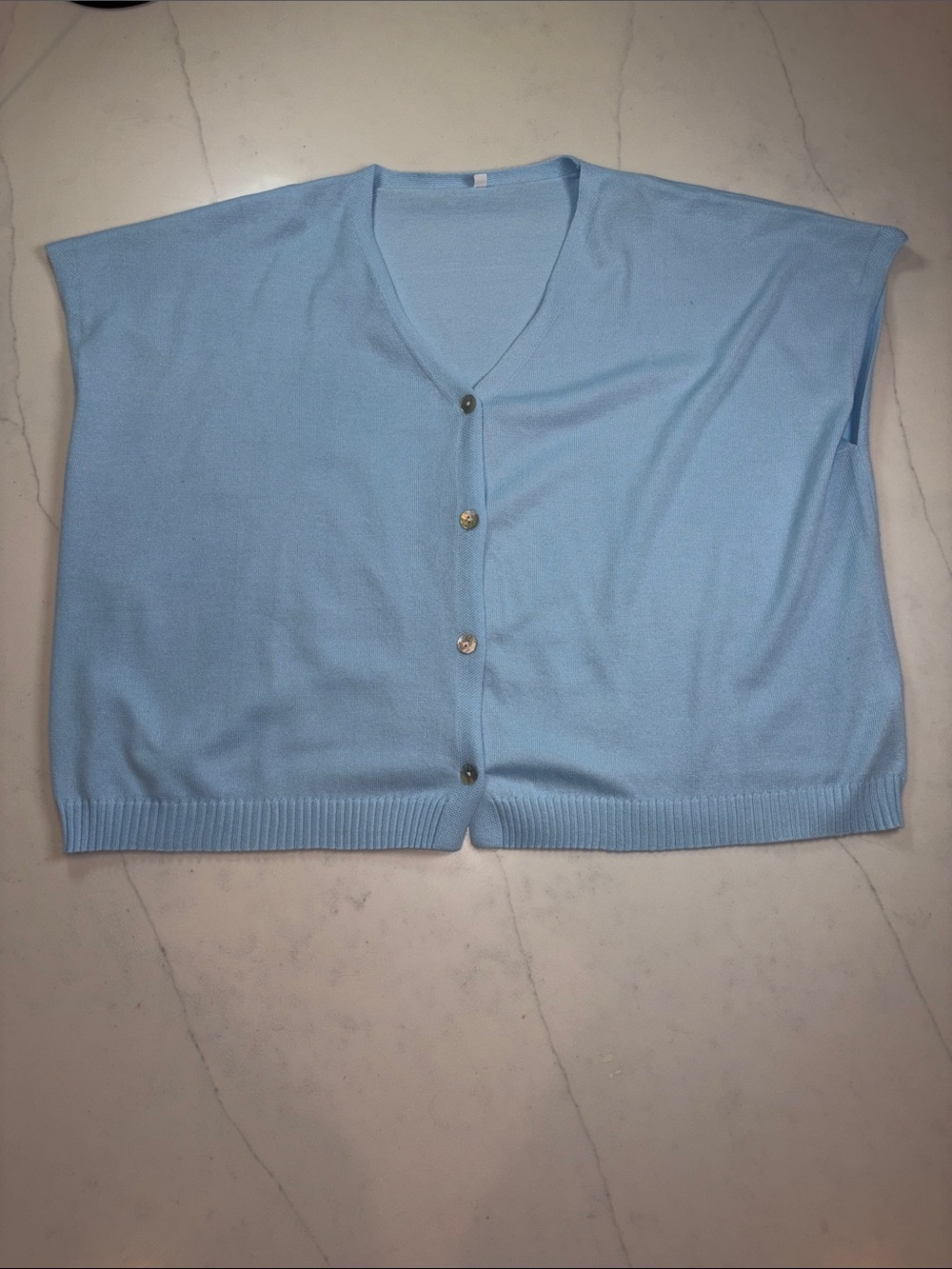 Classic Sky Blue V-Neck Button Cardigan Sweater